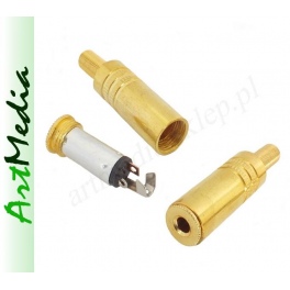 gniazdo na kabel Jack 3,5 mm stereo pozłacane gold