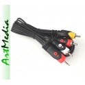kabel jack 2,5 4 PIN polowy - 3 RCA chinch - 1,5 m