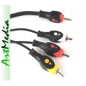 kabel jack 3,5 4 PIN polowy - 3 RCA chinch - 1,5 m