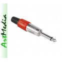 wtyk Jack 6,3 mono zaciskany HQ czerwony