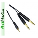 kabel Jack 3,5 wtyk - 2 wtyki Jack 6,3 Mono  1,5m