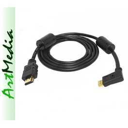 kabel HDMI GOLD 1.4V 3D kątowy lewy z filtrami -  