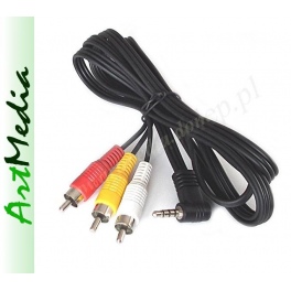 kabel jack 3,5 4 PIN polowy kątowy ms4 - 3 RCA chi