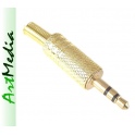 wtyk Jack 3,5 mm stereo złocony na kabel