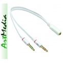 adapter Jack 3,5 4 PIN słuchawki mikrofon , biały