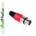 gniazdo mikrofonowe XLR Canon czerwone zaciskane
