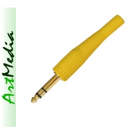 wtyk Jack 6,3 stereo złocony , ż&oacute;łta osłona