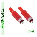 wtyk RCA chinch lutowany na kabel czerwony 2 szt.