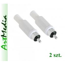 wtyk RCA chinch lutowany na kabel biały 2 szt.