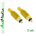wtyk RCA chinch lutowany na kabel ż&oacute;łty 2 szt.