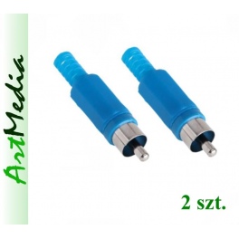 wtyk RCA chinch lutowany na kabel niebieski 2 szt.
