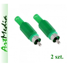 wtyk RCA chinch lutowany na kabel zielony 2 szt.