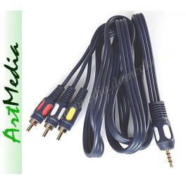 kabel jack 3,5 4 PIN polowy - 3 RCA chinch  1,5m