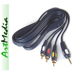 kabel jack 3,5 4 PIN polowy - 3 RCA chinch  5,0m