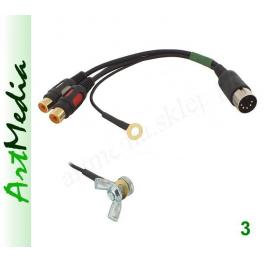 kabel adapter 2 RCA gniazda DIN-5 wtyk IN + 1 uziemienie