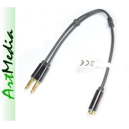 adapter Jack 3,5 4 PIN słuchawki mikrofon , czarny
