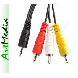 kabel Jack 2,5 4 PIN polowy -3RCA chinch ms4  5,0m