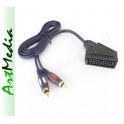 kabel DVBT EURO SCART gniazdo - 2 wtyki RCA  1,2m
