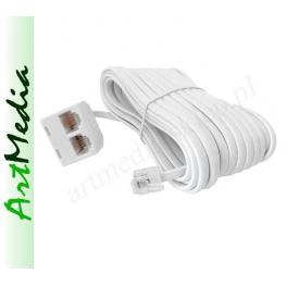 kabel telefoniczny RJ11 6P4C 2 gniazda -  7,5 m WH