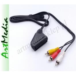 kabel DVBT EURO SCART gniazdo - 3 wtyki RCA  1,5 m