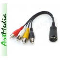 kabel adapter 4RCA wtyki - DIN545 gniazdo 0,1m
