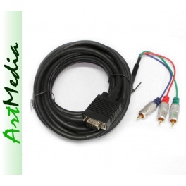kabel VGA SVGA wtyk - RGB 3RCA chinch wtyki  5 m