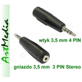 adapter Jack 3,5 4 PIN polowy wtyk - 3,5 gniazdo Stereo