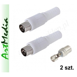 wtyk antenowy telewizyjny biały skręcany   2 szt.