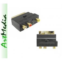 adapter RCA chinch SCART SVHS IN / OUT przeł. Gold