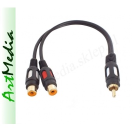 kabel adapter 1RCA wtyk - 2RCA gniazda HQ  0,2m