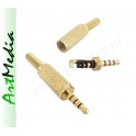 wtyk Jack 3,5 4 PIN, 4 polowy pozłacany na kabel